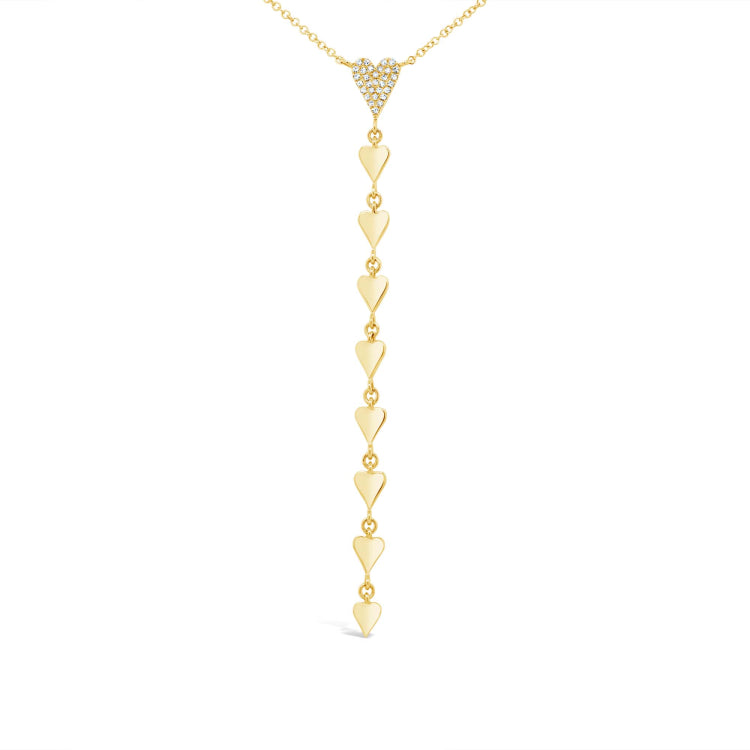 0.07ct 14k Yellow Gold Diamond Heart Lariat Necklace