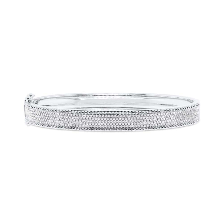 1.00ct 14k White Gold Diamond Pave Bangle