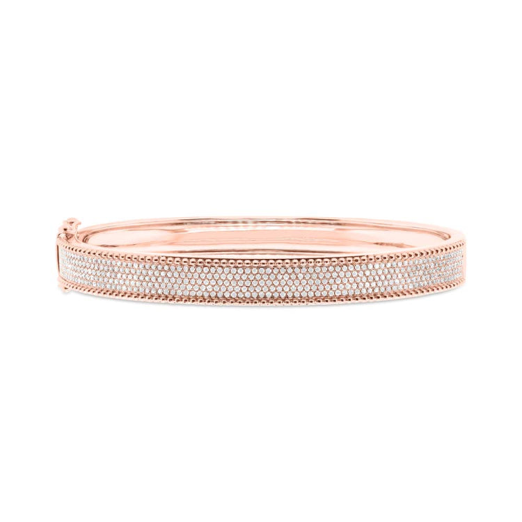 1.00ct 14k Rose Gold Diamond Pave Bangle