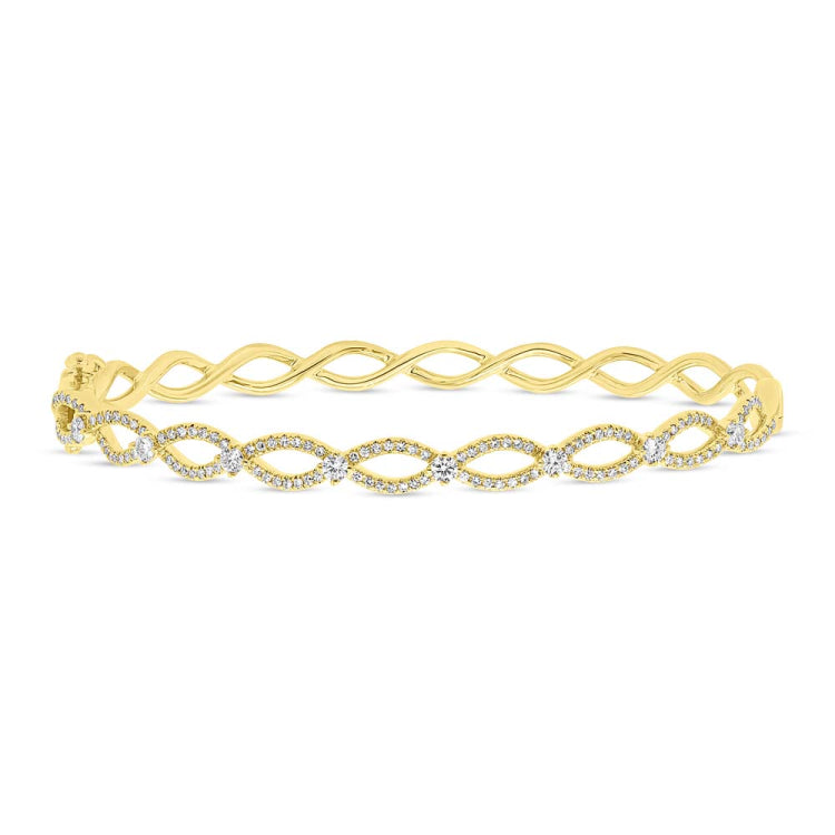 0.69ct 14k Yellow Gold Diamond Bangle