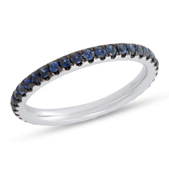 0.73ct 14k White Gold Blue Sapphire Eternity Band Size 8