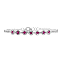 0.21ct Diamond & 0.52ct Ruby 14k White Gold Bracelet
