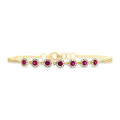 0.21ct Diamond & 0.52ct Ruby 14k Yellow Gold Bracelet