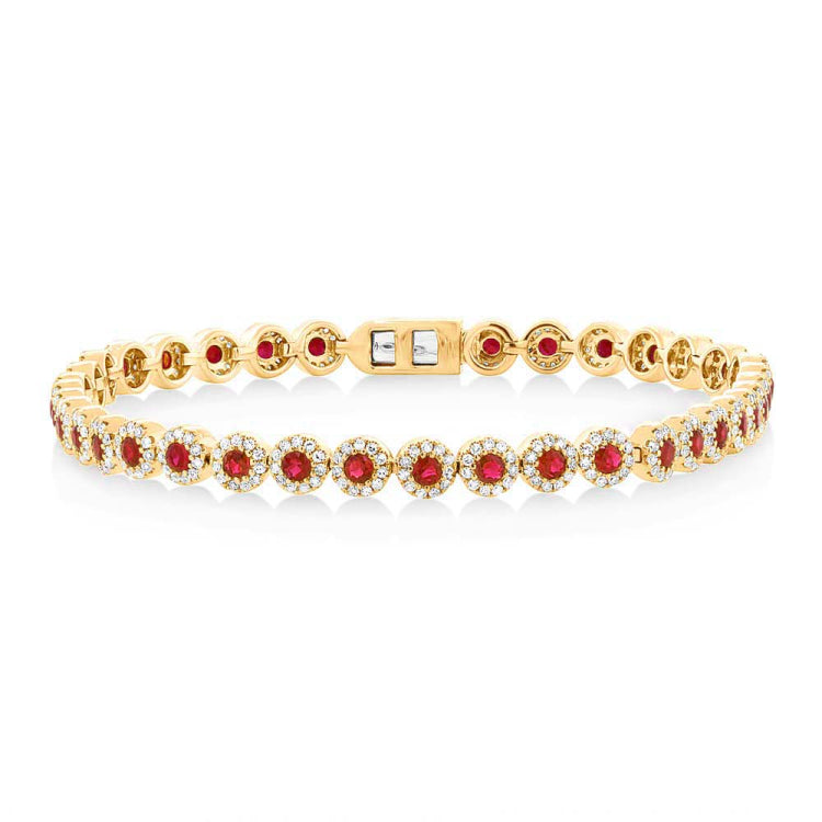 1.22ct Diamond & 2.03ct Ruby 14k Yellow Gold Lady's Bracelet