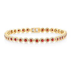 1.22ct Diamond & 2.03ct Ruby 14k Yellow Gold Lady's Bracelet