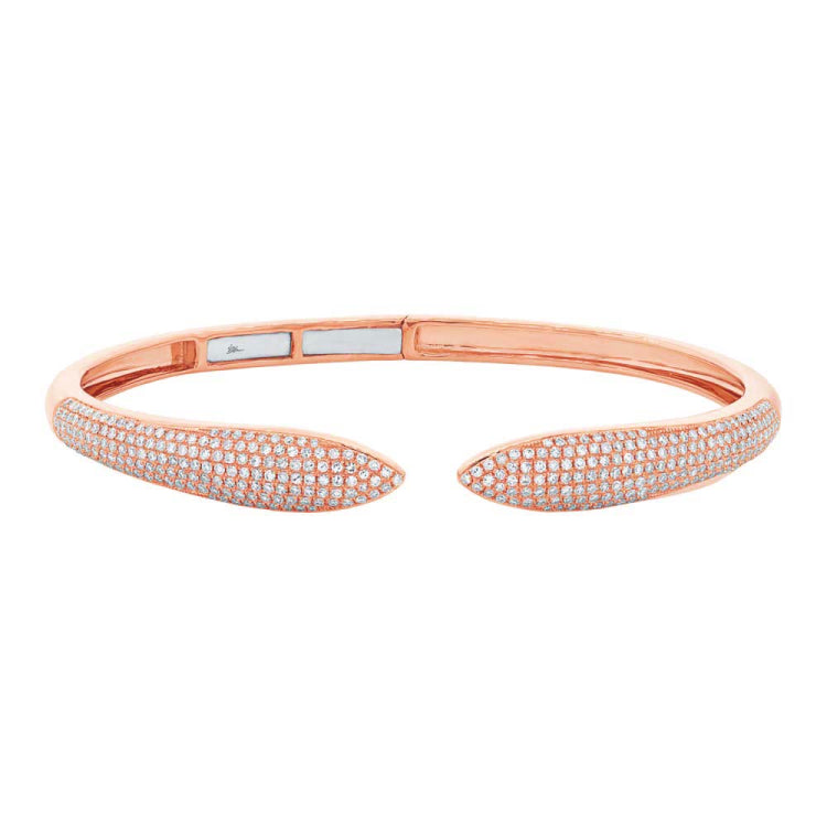 1.08ct 14k Rose Gold Diamond Claw Bangle