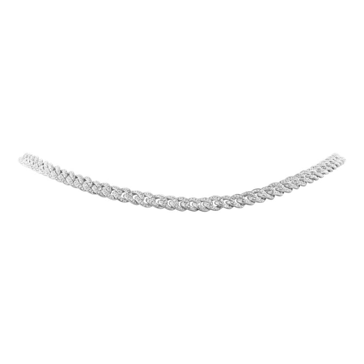 2.41ct 14k White Gold Diamond Pave Chain Choker