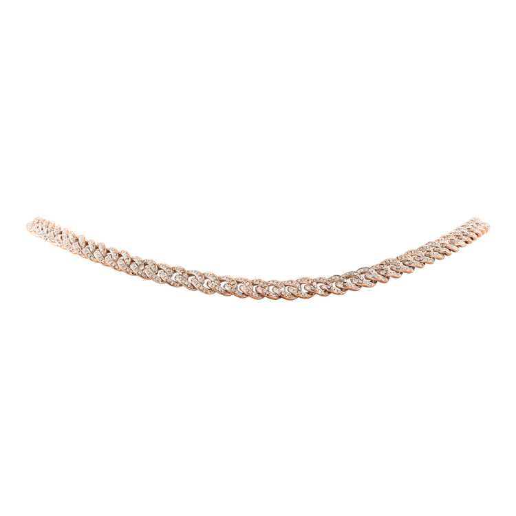 2.41ct 14k Rose Gold Diamond Pave Chain Choker