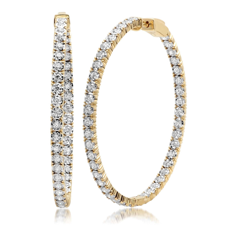 2.65ct 14k Yellow Gold Diamond Hoop Earring