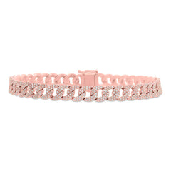 1.60ct 14k Rose Gold Diamond Pave Chain Bracelet