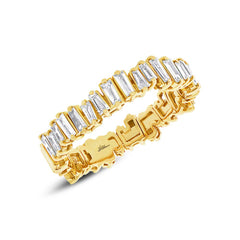 0.67ct 14k Yellow Gold Diamond Baguette Lady's Band Size 4.75