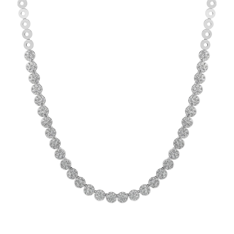 9.71ct 18k White Gold Diamond Cluster Necklace