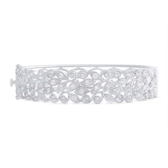 2.00ct 14k White Gold Diamond Leaf Bangle