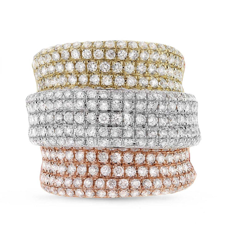 2.66ct 14k Three-tone Gold Diamond Lady's Ring Size 7.5