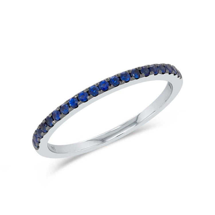0.24ct 14k White Gold Blue Sapphire Lady's Band Size 6.75