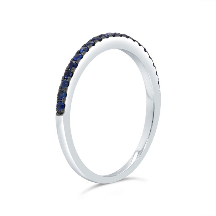 0.24ct 14k White Gold Blue Sapphire Lady's Band Size 6.75