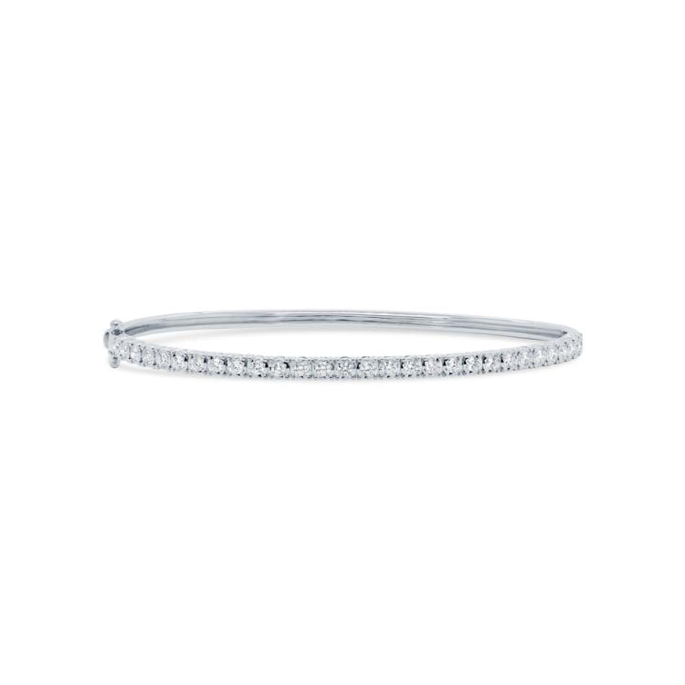 0.86ct 14k White Gold Diamond Bangle Size L