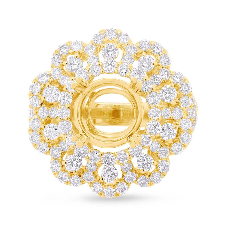 3.23ct 18k Yellow Gold Diamond Semi-mount Ring