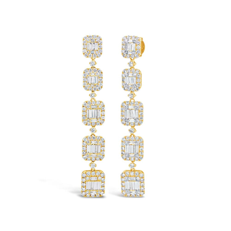 5.75ct 18k Yellow Gold Diamond Baguette Earring