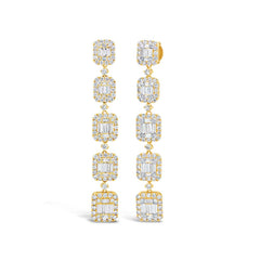 5.75ct 18k Yellow Gold Diamond Baguette Earring