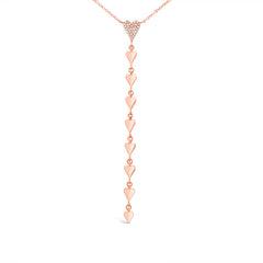 0.07ct 14k Rose Gold Diamond Heart Lariat Necklace
