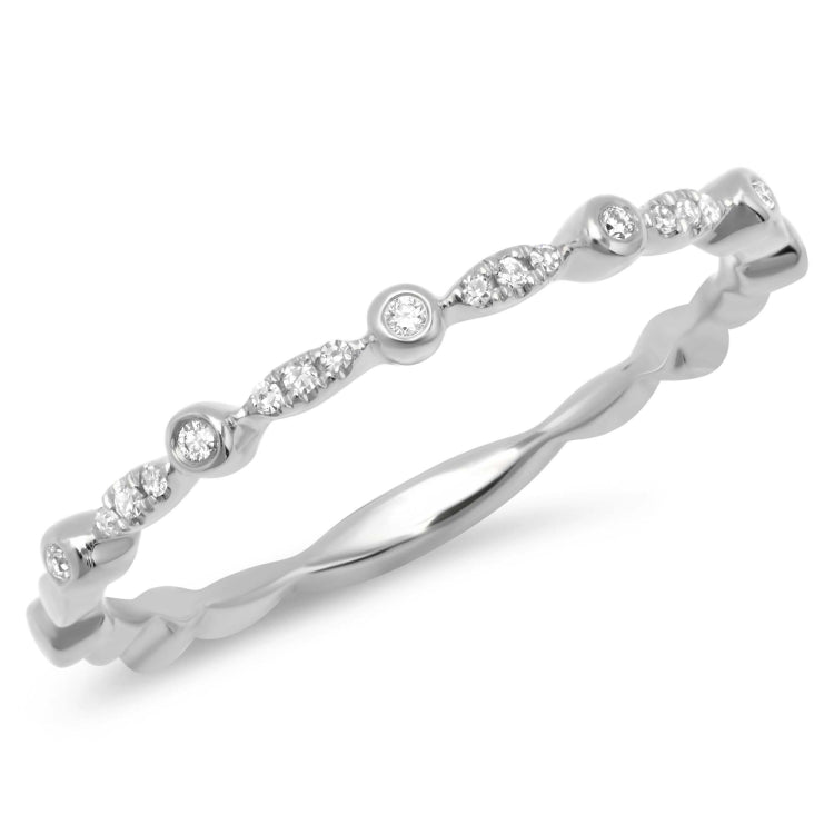 0.06ct 14k White Gold Diamond Lady's Band Size 4