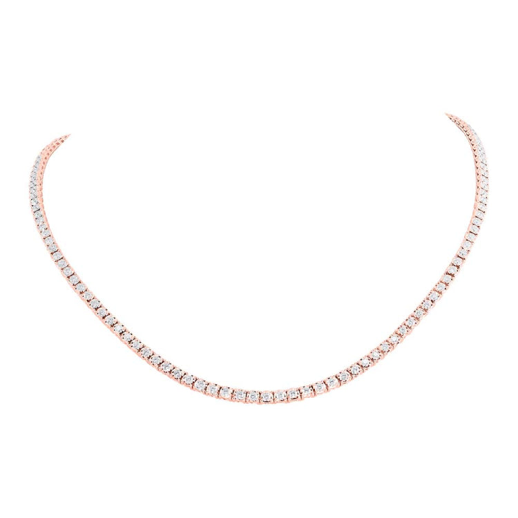 3.96ct 14k Rose Gold Diamond Tennis Necklace