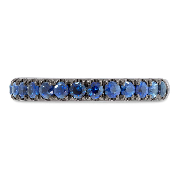 0.68ct 14k White Gold Blue Sapphire Lady's Band Size 5