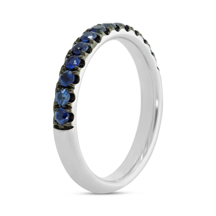 0.68ct 14k White Gold Blue Sapphire Lady's Band Size 5
