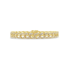 1.46ct 14k Yellow Gold Diamond Pave Chain Bracelet