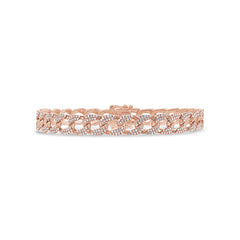 1.46ct 14k Rose Gold Diamond Pave Chain Bracelet