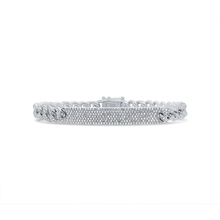 1.42ct 14k White Gold Diamond Pave Chain Bracelet