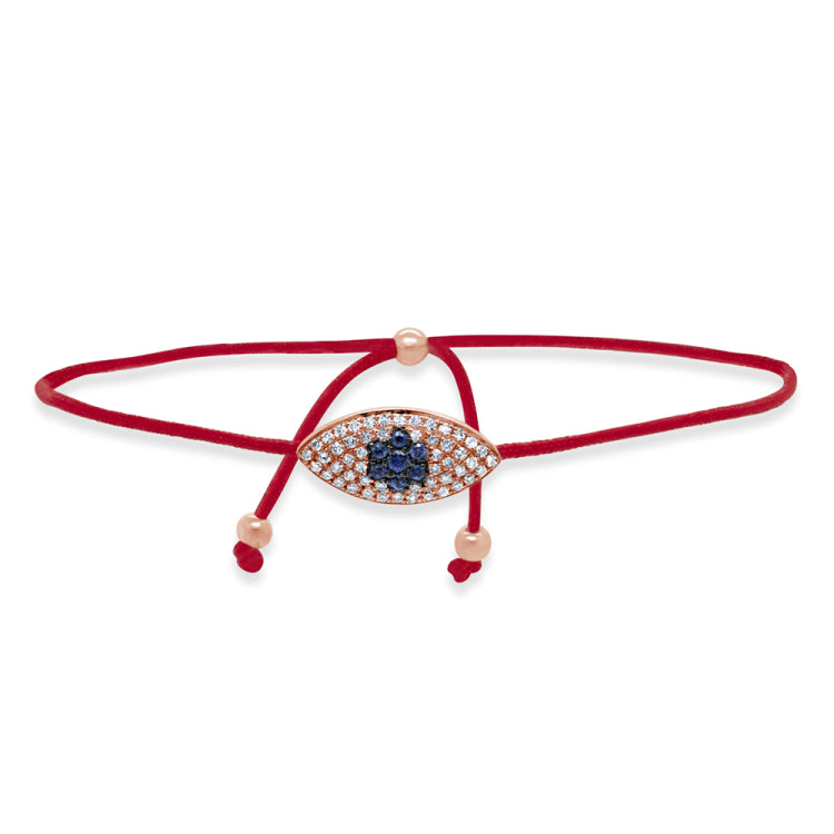 0.11ct Diamond & 0.06ct Blue Sapphire 14k Rose Gold Eye Bracelet