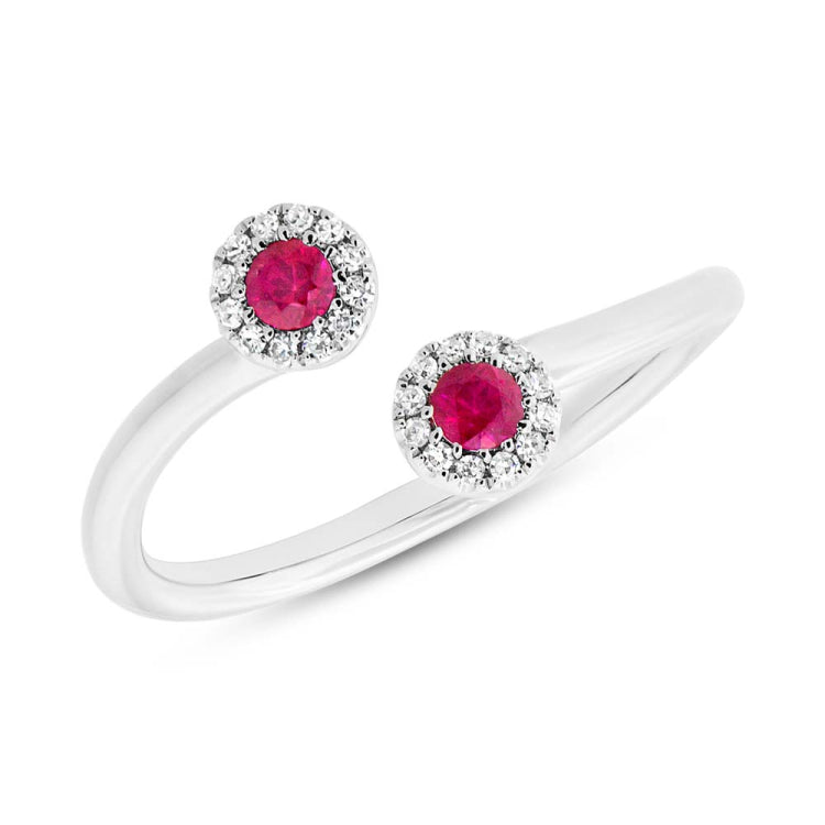0.07ct Diamond & 0.20ct Ruby 14k White Gold Lady's Ring Size 6.25