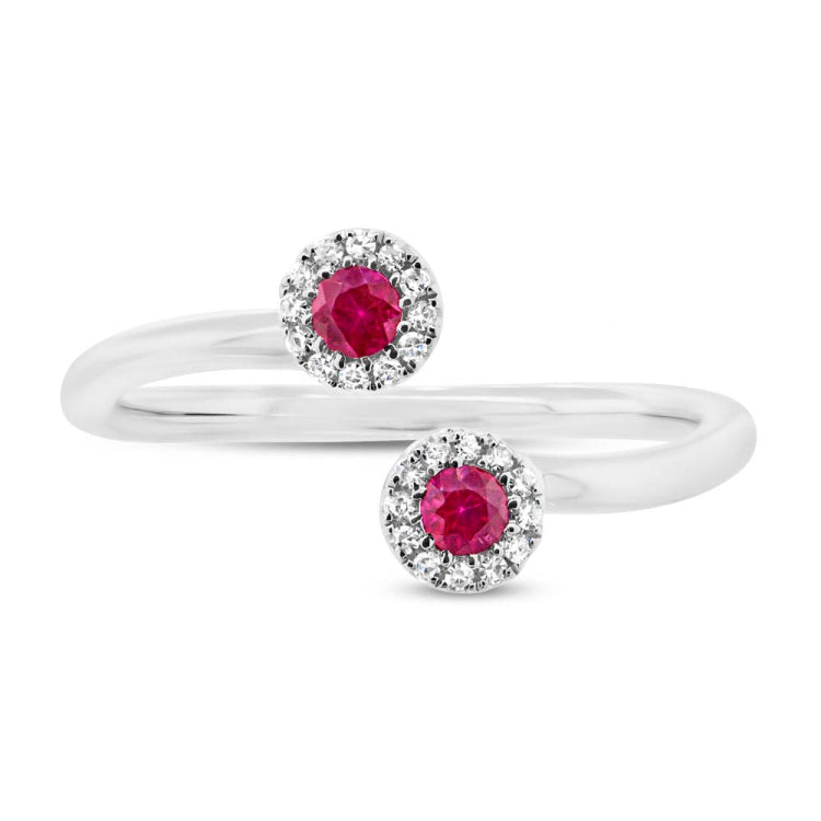 0.07ct Diamond & 0.20ct Ruby 14k White Gold Lady's Ring Size 6.25
