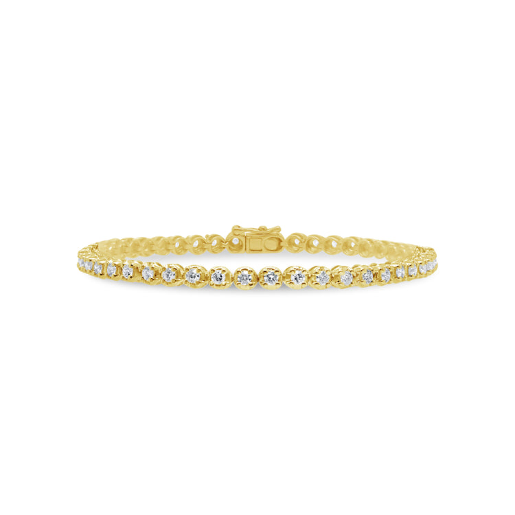 2.08ct 14k Yellow Gold Diamond Lady's Tennis Bracelet