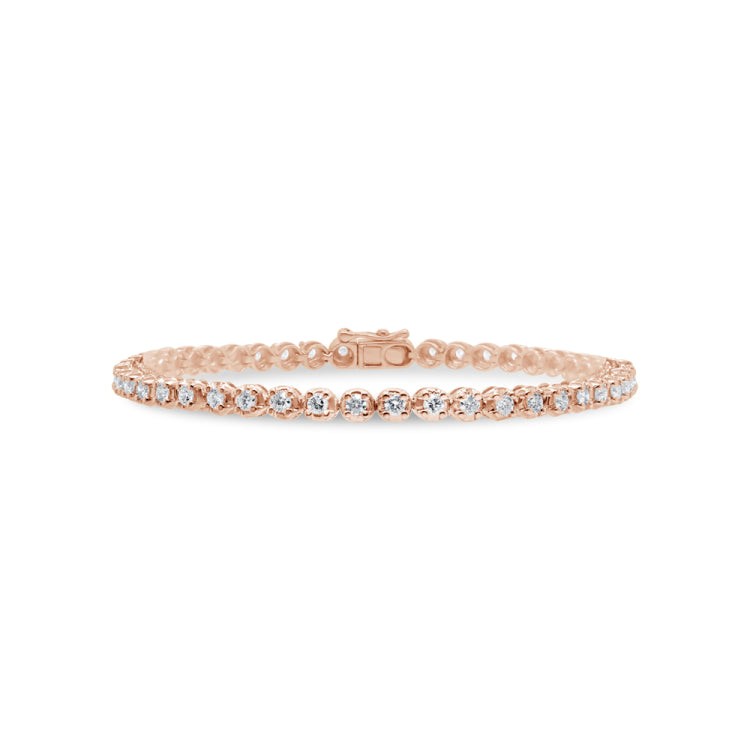 2.08ct 14k Rose Gold Diamond Lady's Tennis Bracelet