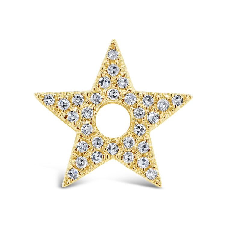0.07ct 14k Yellow Gold Diamond Star Hoop Charm