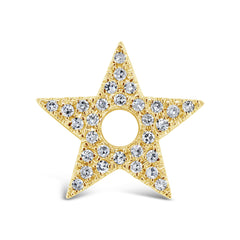 0.07ct 14k Yellow Gold Diamond Star Hoop Charm