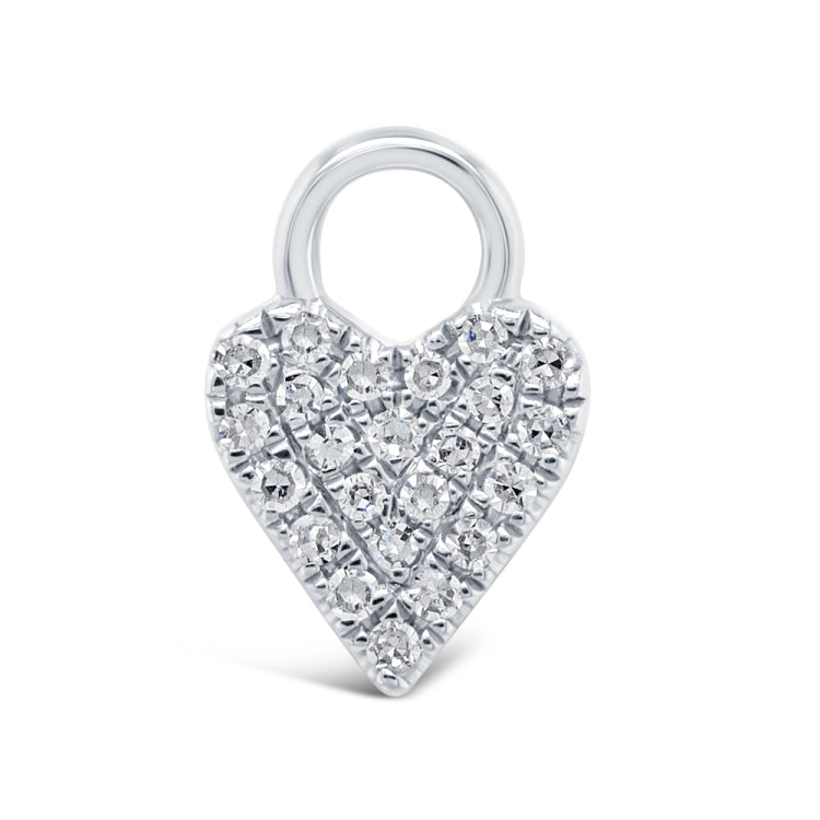 0.05ct 14k White Gold Diamond Pave Heart Hoop Charm