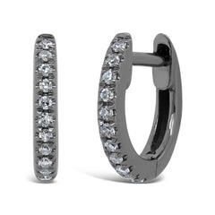 0.04ct 14k Black Rhodium Gold Diamond Huggie Earring