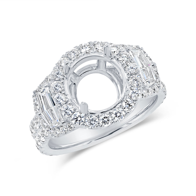 2.05ct 18k White Gold Diamond Semi-mount Ring for 2.50ct Center