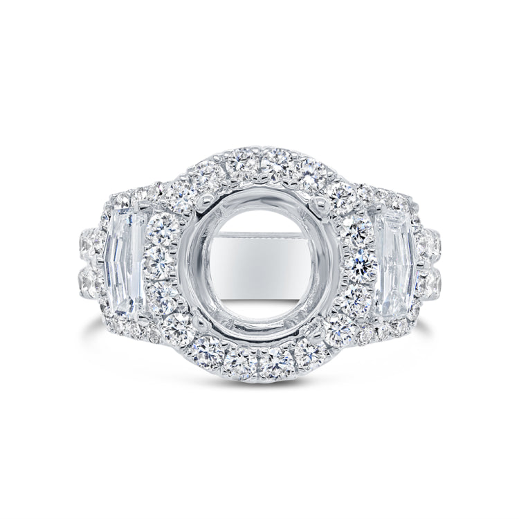 2.05ct 18k White Gold Diamond Semi-mount Ring for 2.50ct Center