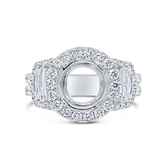 2.05ct 18k White Gold Diamond Semi-mount Ring for 2.50ct Center