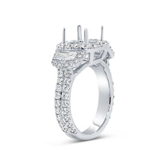 2.05ct 18k White Gold Diamond Semi-mount Ring for 2.50ct Center
