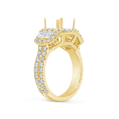 2.30ct 18k Yellow Gold Diamond Semi-mount Ring for 9x9mm Center