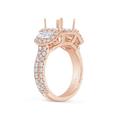 2.30ct 18k Rose Gold Diamond Semi-mount Ring for 9x9mm Center