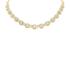 7.73ct 18k Yellow Gold Diamond Baguette Necklace