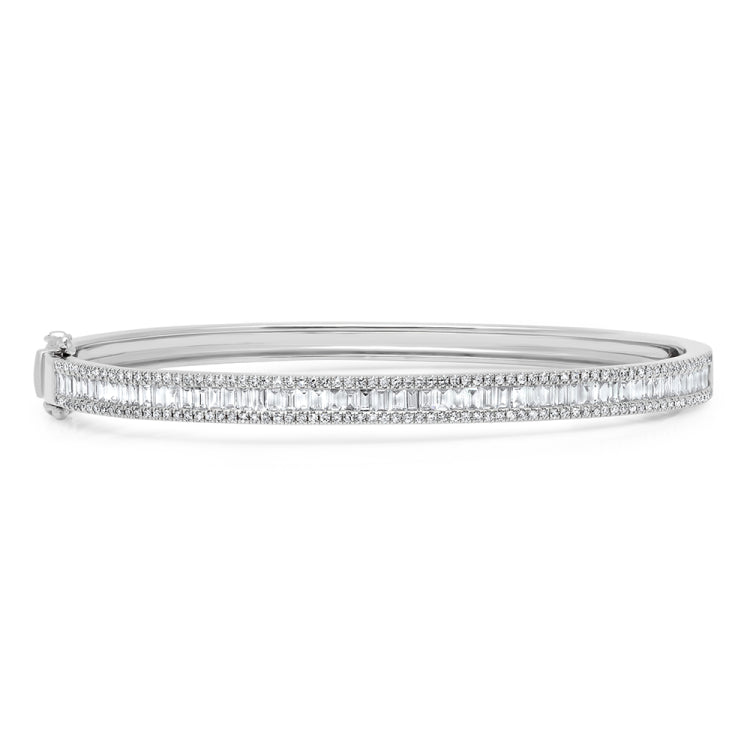1.74ct 14k White Gold Diamond Baguette Bangle