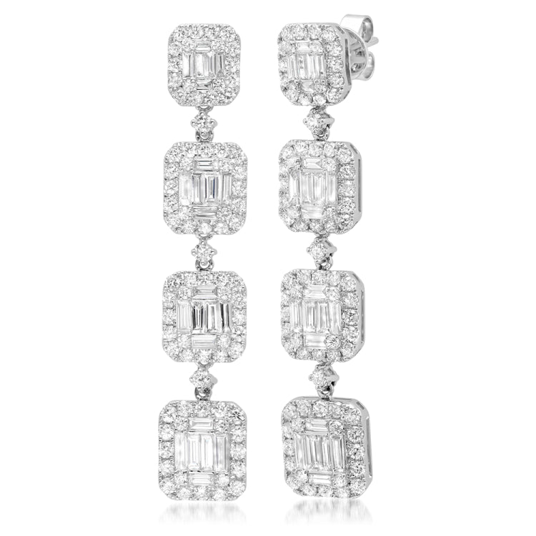 5.08ct 14k White Gold Diamond Baguette Earring